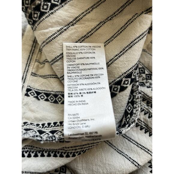 Anthropologie Pants Womens Large Cream Black Essential Beach Boho Aztec Tassel - Picture 14 of 14